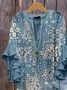 Women's Half Sleeve Shirt Summer Blue Floral Printing V Neck Daily Going Out Casual Top