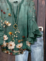 Women's Half Sleeve Shirt Summer Green Floral Printing V Neck Daily Going Out Casual Top
