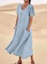 Casual Plain Crew Neck Maxi Dress