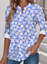 Women's Printed Stand Collar Long Sleeve Shirt
