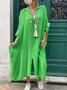 Casual Plain V Neck Maxi Dress