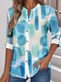 Women's Printed Stand Collar Long Sleeve Shirt