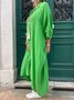 Casual Plain V Neck Maxi Dress
