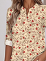Women's Printed Stand Collar Long Sleeve Shirt