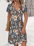 V Neck Regular Fit Simple Dress