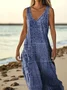 Women's Vintage Sleeveless V-Neck Dress