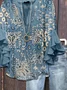 Women's Half Sleeve Shirt Summer Blue Floral Printing V Neck Daily Going Out Casual Top