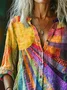 Multicolor Block Stand Collar Casual Shirt
