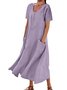 Casual Plain Crew Neck Maxi Dress