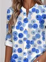Women's Printed Stand Collar Long Sleeve Shirt