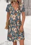 V Neck Regular Fit Simple Dress