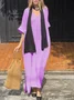 Casual Plain V Neck Maxi Dress No Scarf
