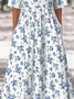 Crew Neck Loose Floral Casual Dress