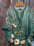 Women's Half Sleeve Shirt Summer Green Floral Printing V Neck Daily Going Out Casual Top