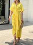 Women's Half Sleeve Summer Purple Floral Split Joint Shirt Collar Daily Going Out Vintage Maxi A-Line Hip Skirt Dress
