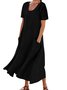 Casual Plain Crew Neck Maxi Dress