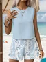 Women's Floral Print Casual Vest Shorts Two-Piece Set