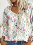 Loose V Neck Casual Floral Blouse