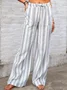 Women's  Drawstring H-Line Wide Leg Pants Daily Going Out Pants Light Blue Casual Split Joint Striped Spring/Fall Pants