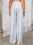 Women's  Drawstring H-Line Wide Leg Pants Daily Going Out Pants Light Blue Casual Split Joint Striped Spring/Fall Pants