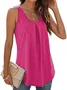 Women's Sleeveless Tank Top Summer Black Plain Ruched Cotton Crew Neck Daily Going Out Simple Top