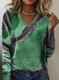Print Casual V Neck Long Sleeve T-Shirt