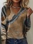 Print Casual V Neck Long Sleeve T-Shirt