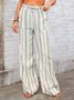 Women's  Drawstring H-Line Wide Leg Pants Daily Going Out Pants Light Blue Casual Split Joint Striped Spring/Fall Pants