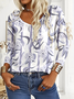 Casual Cotton-Blend Floral Blouse