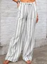 Women's  Drawstring H-Line Wide Leg Pants Daily Going Out Pants Light Blue Casual Split Joint Striped Spring/Fall Pants