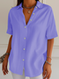 Women's Short Sleeve Shirt Summer Black Plain Printing Shirt Collar Daily Going Out Casual Top