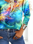 Casual V Neck Gradient Pattern Blouse