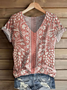Women's Short Sleeve T-shirt Summer Blue Floral Printing V Neck Daily Going Out Casual Top