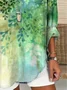 Plants Elegant Loose Shawl Collar Blouse