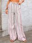 Women's  Drawstring H-Line Wide Leg Pants Daily Going Out Pants Light Blue Casual Split Joint Striped Spring/Fall Pants