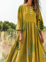 V Neck Loose Casual Floral Dress