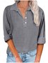 Women's Long Sleeve Casual Half-Open Shirt