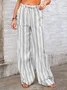 Women's  Drawstring H-Line Wide Leg Pants Daily Going Out Pants Light Blue Casual Split Joint Striped Spring/Fall Pants