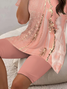 Women's Printing Abstract Daily Going Out Two-Piece Set Pink Casual Summer Top With Pants Matching Set