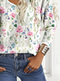 Loose V Neck Casual Floral Blouse