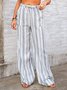 Women's  Drawstring H-Line Wide Leg Pants Daily Going Out Pants Light Blue Casual Split Joint Striped Spring/Fall Pants