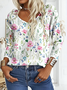 Loose V Neck Casual Floral Blouse