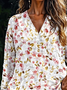 Print Casual V Neck Long Sleeve T-Shirt