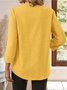 Linen V Neck Plain Casual Shirt