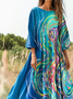 Casual Crew Neck Loose Gradient Pattern Dress