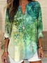Plants Elegant Loose Shawl Collar Blouse