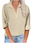 Women's Long Sleeve Casual Half-Open Shirt