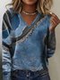 Print Casual V Neck Long Sleeve T-Shirt