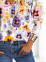 Loose Casual V Neck Cotton-Blend Blouse