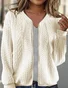 Loose Casual Plain Crew Neck Jacket